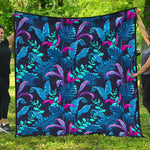 Turquoise Hawaii Tropical Pattern Print Quilt