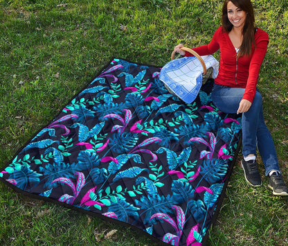 Turquoise Hawaii Tropical Pattern Print Quilt
