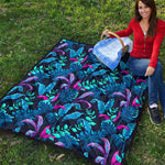 Turquoise Hawaii Tropical Pattern Print Quilt
