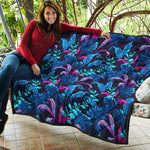 Turquoise Hawaii Tropical Pattern Print Quilt