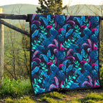 Turquoise Hawaii Tropical Pattern Print Quilt