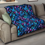 Turquoise Hawaii Tropical Pattern Print Quilt