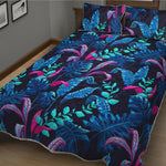 Turquoise Hawaii Tropical Pattern Print Quilt Bed Set