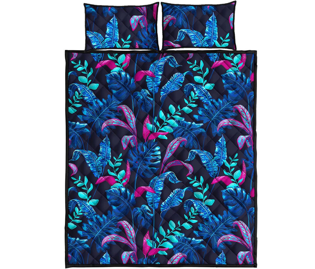 Turquoise Hawaii Tropical Pattern Print Quilt Bed Set