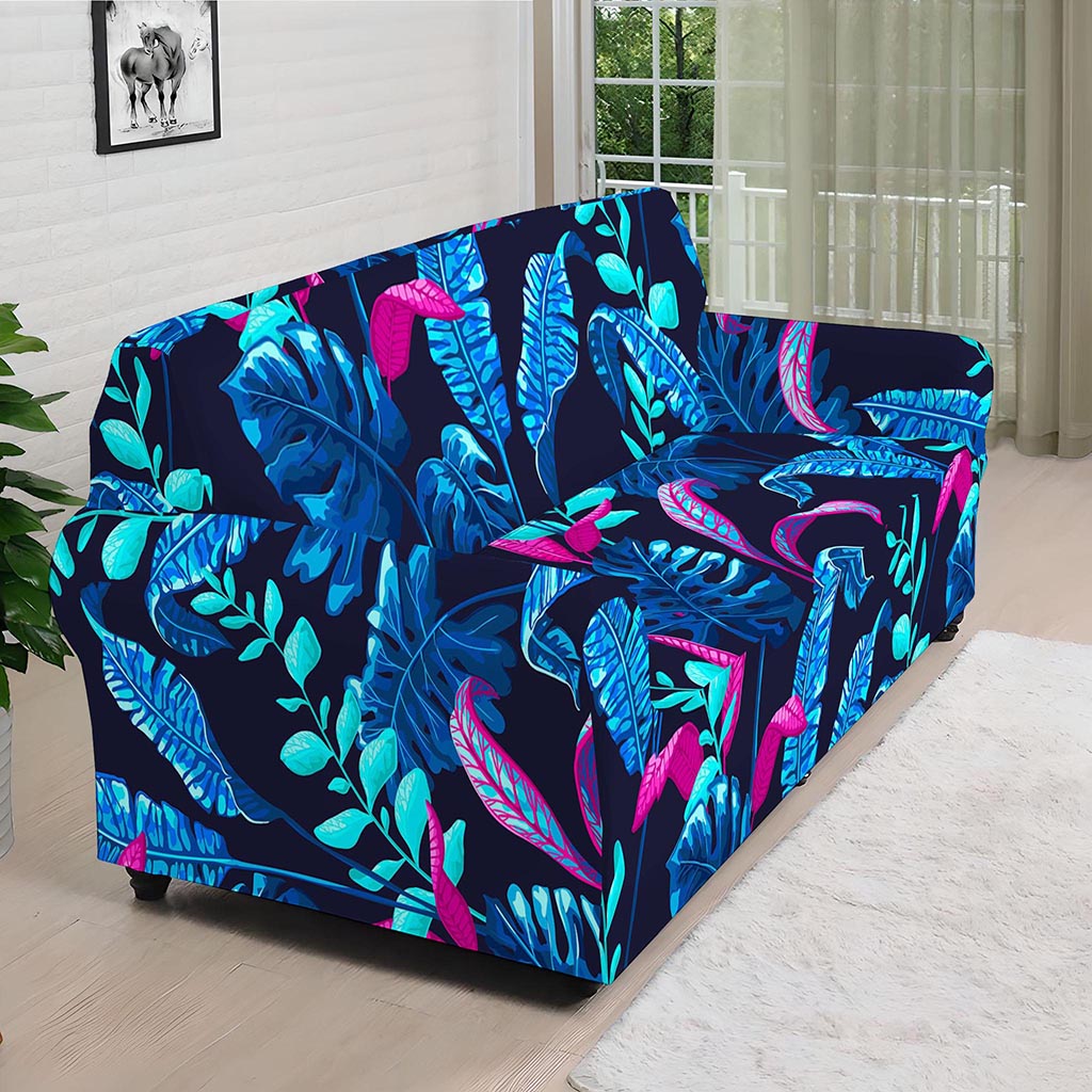 Turquoise Hawaii Tropical Pattern Print Sofa Cover