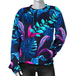 Turquoise Hawaii Tropical Pattern Print Women's Crewneck Sweatshirt GearFrost