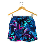 Turquoise Hawaii Tropical Pattern Print Women's Shorts