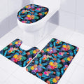 Turquoise Hawaiian Fruits Pattern Print 3 Piece Bath Mat Set