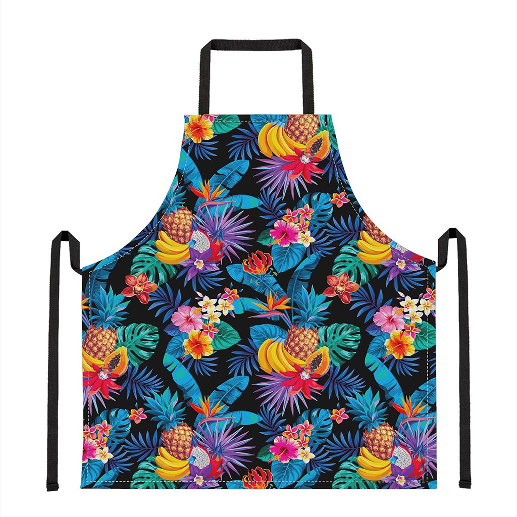 Turquoise Hawaiian Fruits Pattern Print Apron