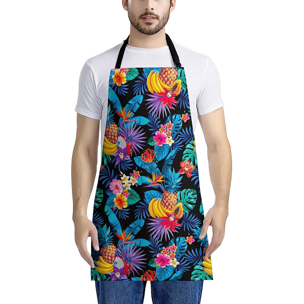 Turquoise Hawaiian Fruits Pattern Print Apron