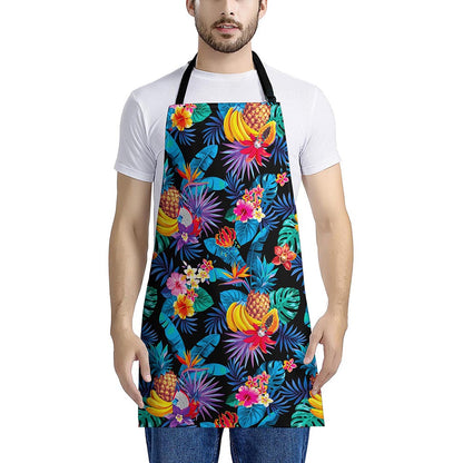 Turquoise Hawaiian Fruits Pattern Print Apron