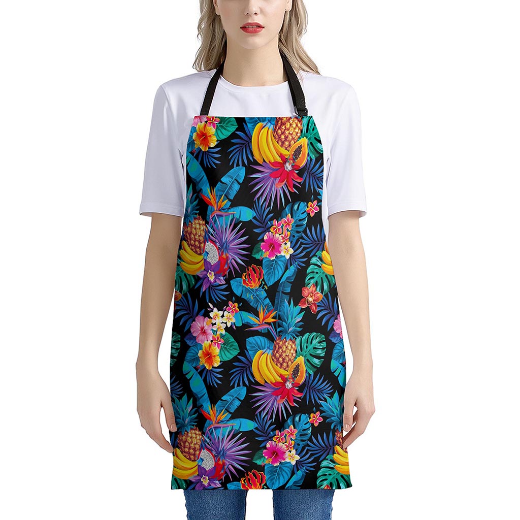Turquoise Hawaiian Fruits Pattern Print Apron