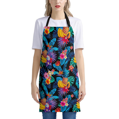 Turquoise Hawaiian Fruits Pattern Print Apron