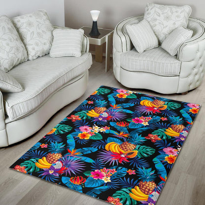 Turquoise Hawaiian Fruits Pattern Print Area Rug GearFrost
