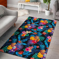 Turquoise Hawaiian Fruits Pattern Print Floor Mat