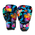 Turquoise Hawaiian Fruits Pattern Print Boxing Gloves