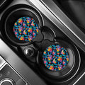 Turquoise Hawaiian Fruits Pattern Print Car Coasters