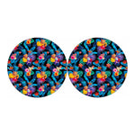 Turquoise Hawaiian Fruits Pattern Print Car Coasters