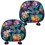 Turquoise Hawaiian Fruits Pattern Print Car Headrest Covers