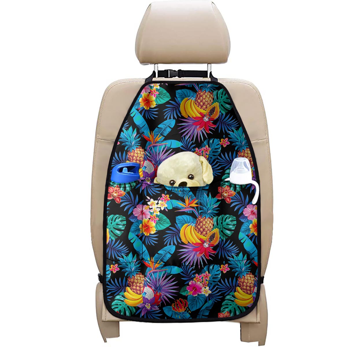 Turquoise Hawaiian Fruits Pattern Print Car Seat Organizers