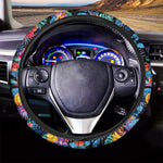 Turquoise Hawaiian Fruits Pattern Print Car Steering Wheel Cover