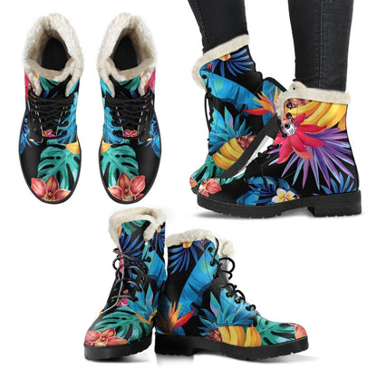 Turquoise Hawaiian Fruits Pattern Print Comfy Boots GearFrost
