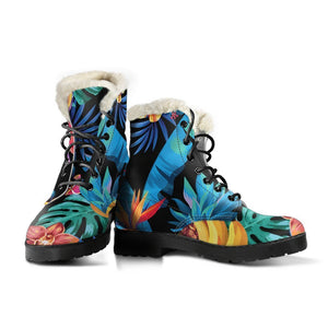 Turquoise Hawaiian Fruits Pattern Print Comfy Boots GearFrost
