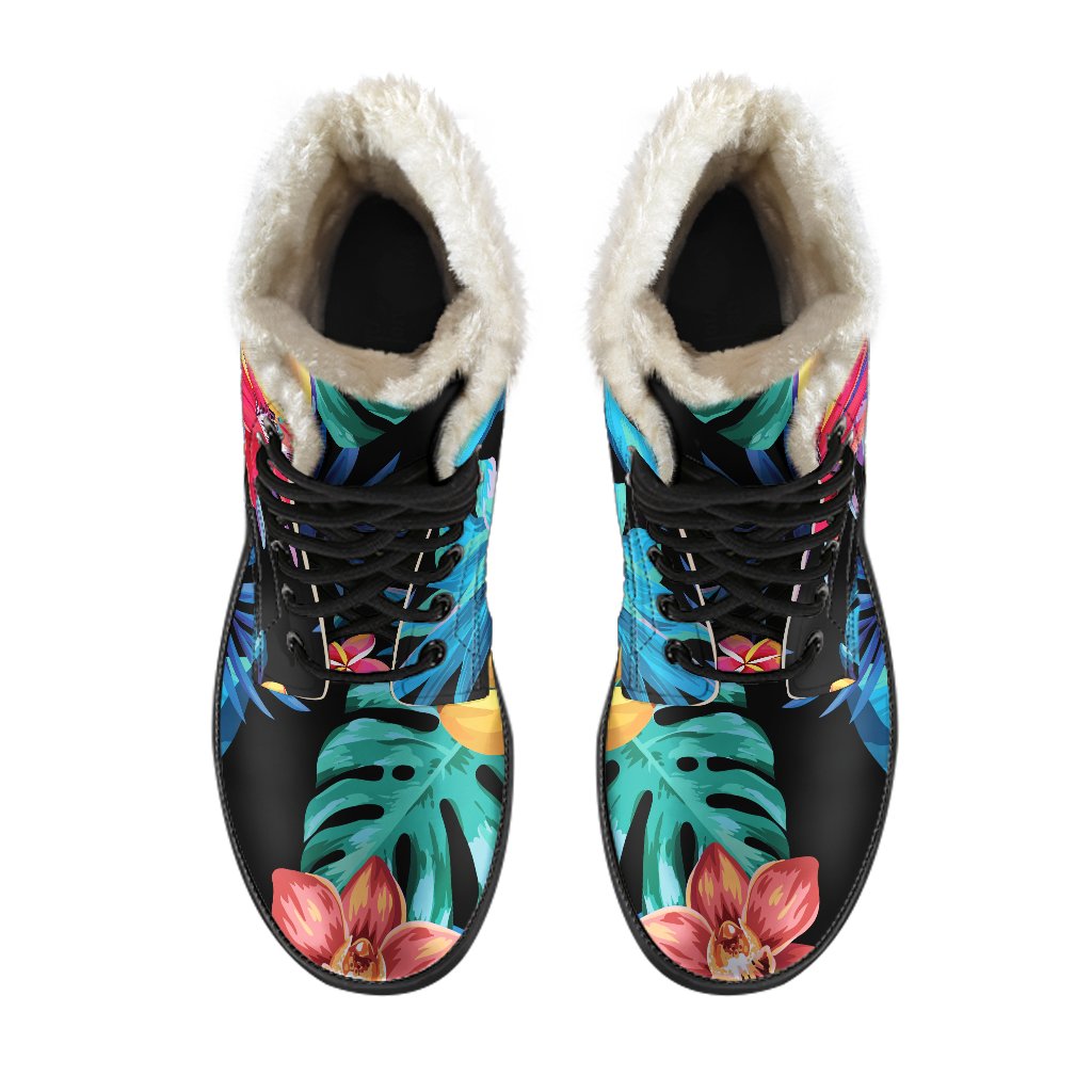 Turquoise Hawaiian Fruits Pattern Print Comfy Boots GearFrost