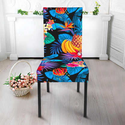 Turquoise Hawaiian Fruits Pattern Print Dining Chair Slipcover