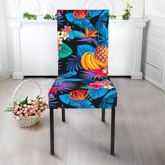 Turquoise Hawaiian Fruits Pattern Print Dining Chair Slipcover