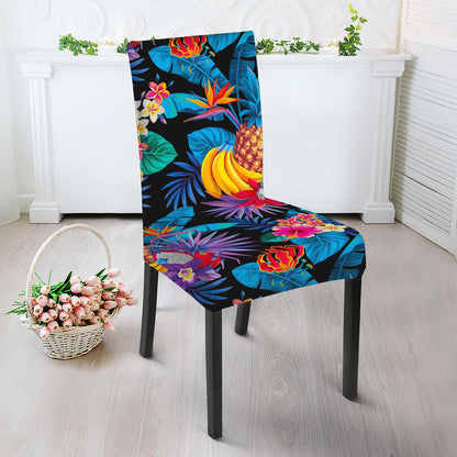 Turquoise Hawaiian Fruits Pattern Print Dining Chair Slipcover