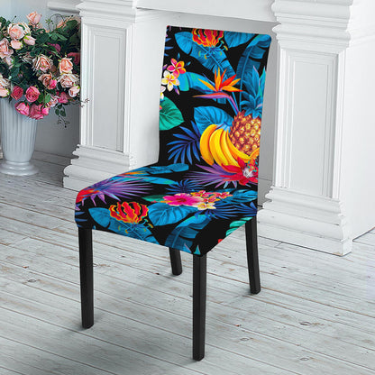 Turquoise Hawaiian Fruits Pattern Print Dining Chair Slipcover