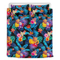 Turquoise Hawaiian Fruits Pattern Print Duvet Cover Bedding Set