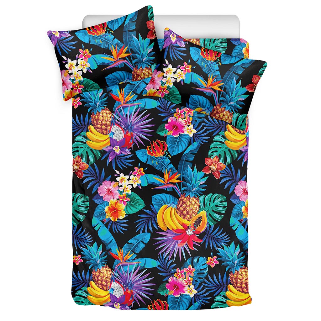 Turquoise Hawaiian Fruits Pattern Print Duvet Cover Bedding Set