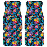 Turquoise Hawaiian Fruits Pattern Print Front and Back Car Floor Mats