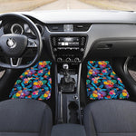 Turquoise Hawaiian Fruits Pattern Print Front and Back Car Floor Mats