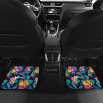 Turquoise Hawaiian Fruits Pattern Print Front and Back Car Floor Mats