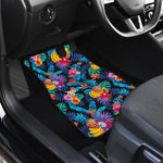 Turquoise Hawaiian Fruits Pattern Print Front and Back Car Floor Mats