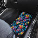 Turquoise Hawaiian Fruits Pattern Print Front and Back Car Floor Mats