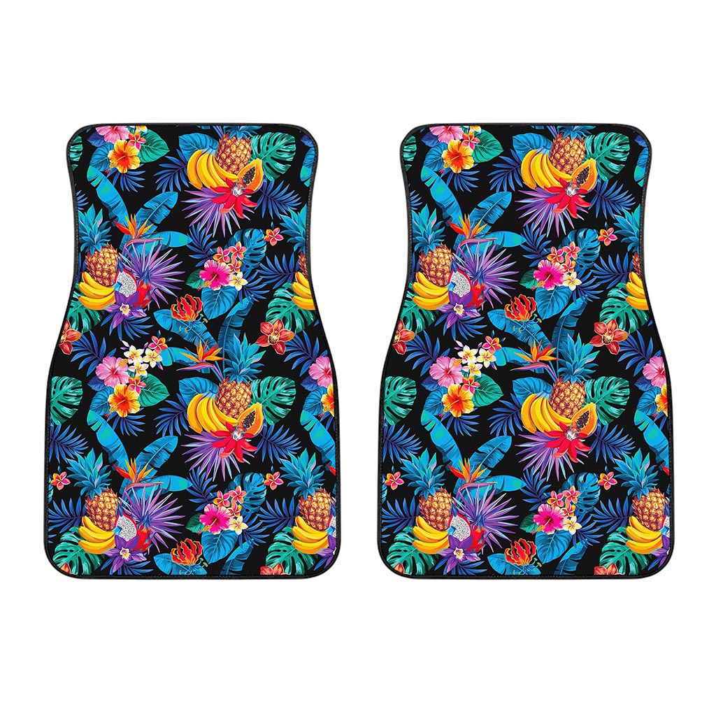 Turquoise Hawaiian Fruits Pattern Print Front Car Floor Mats