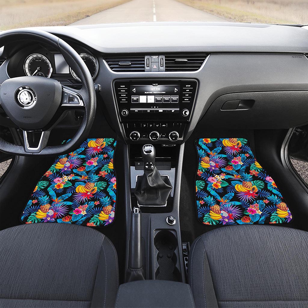 Turquoise Hawaiian Fruits Pattern Print Front Car Floor Mats