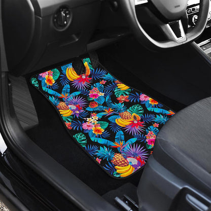 Turquoise Hawaiian Fruits Pattern Print Front Car Floor Mats