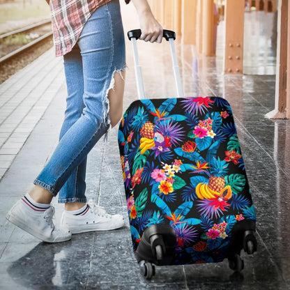 Turquoise Hawaiian Fruits Pattern Print Luggage Cover GearFrost