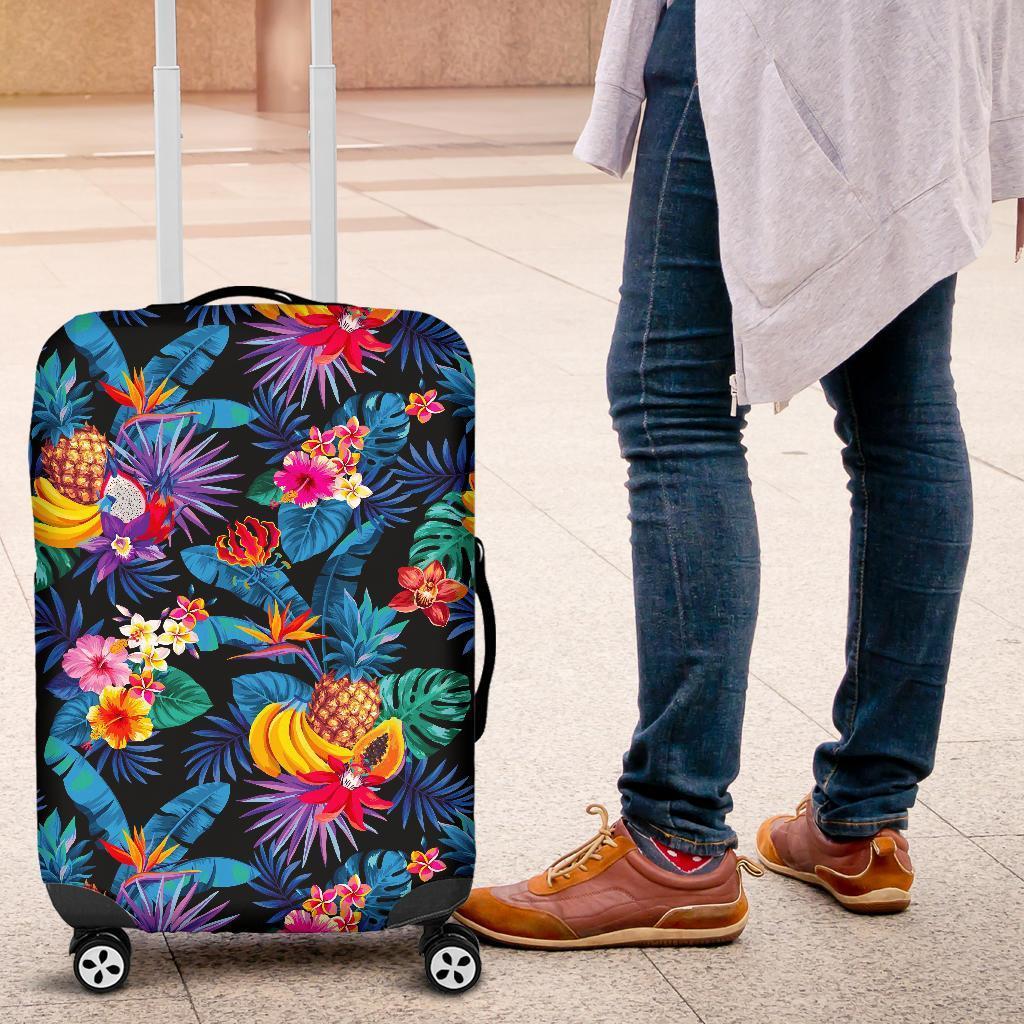 Turquoise Hawaiian Fruits Pattern Print Luggage Cover GearFrost