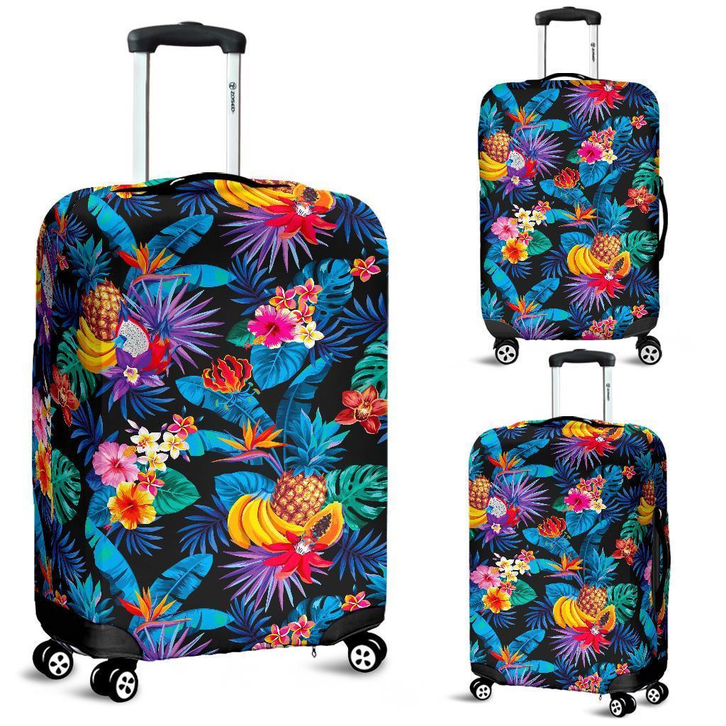 Turquoise Hawaiian Fruits Pattern Print Luggage Cover GearFrost