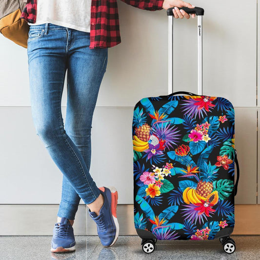 Turquoise Hawaiian Fruits Pattern Print Luggage Cover GearFrost