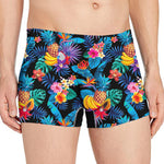 Turquoise Hawaiian Fruits Pattern Print Men's Boxer Briefs