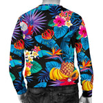 Turquoise Hawaiian Fruits Pattern Print Men's Crewneck Sweatshirt GearFrost