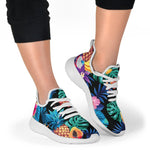 Turquoise Hawaiian Fruits Pattern Print Mesh Knit Shoes GearFrost