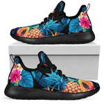 Turquoise Hawaiian Fruits Pattern Print Mesh Knit Shoes GearFrost